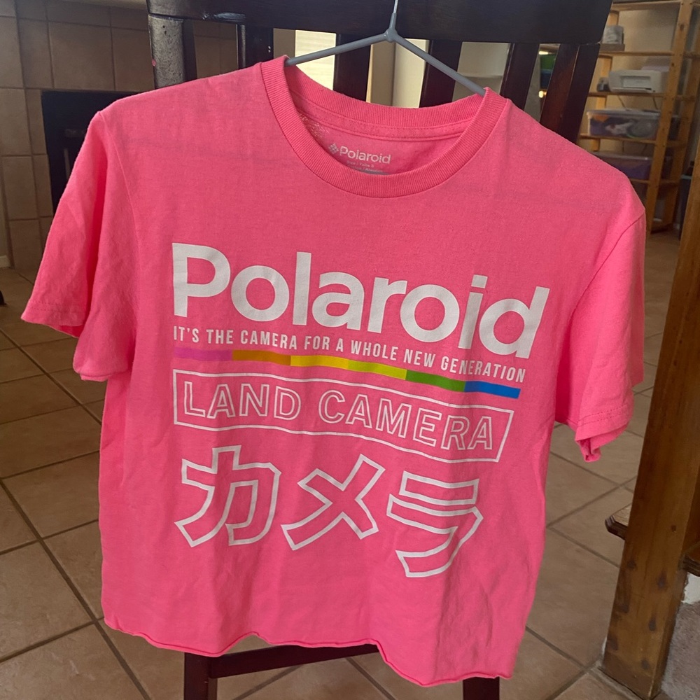 Hot pink polaroid crop top